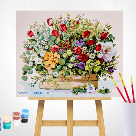 Kit pictura pe numere, cu sasiu, Buchet cu lalele rosii, 40X50 cm, 29 culori, nivel avansat, MG2183 [1]