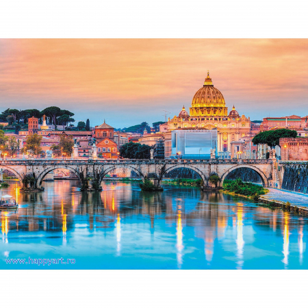 Picturi pe numere peisaje - Kit pictura pe numere, cu sasiu, Podul Sant Angelo, 30X40 cm, 30 culori, nivel avansat, ME1127