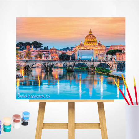 Kit pictura pe numere, cu sasiu, Podul Sant Angelo, 30X40 cm, 30 culori, nivel avansat, ME1127 [1]