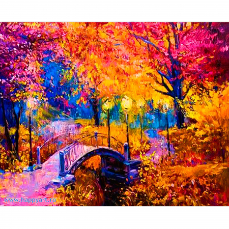 Picturi pe numere peisaje - Kit pictura pe numere, cu sasiu, Culorile toamnei, 40X50 cm, 28 culori, nivel avansat, MG2167