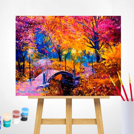 Kit pictura pe numere, cu sasiu, Culorile toamnei, 40X50 cm, 28 culori, nivel avansat, MG2167 [1]