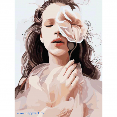 Picturi pe numere flori - Kit pictura pe numere, cu sasiu, Sensibilitate, 40X50 cm, 24 culori, nivel avansat, MG2111