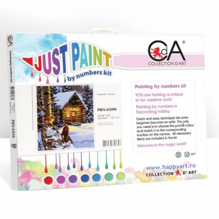 Kit pictura pe numere, cu sasiu, Lup polar, 40X50 cm, 18 culori, nivel mediu, H150 [2]