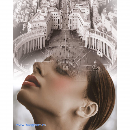 Pictura pe numere - Kit pictura pe numere, cu sasiu, Amintiri din Vatican, 40X50 cm, 30 culori, nivel avansat, MG2422