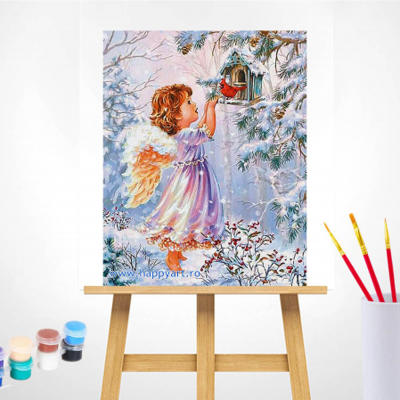 Kit pictura pe numere, cu sasiu, Christmas angel, 40X50 cm, 30 culori, nivel avansat, MG2430 [1]