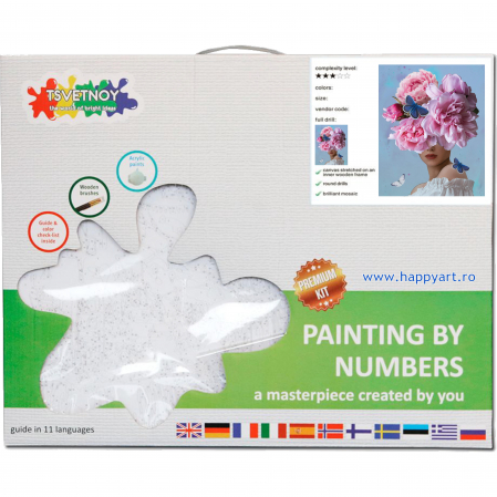 Kit pictura pe numere, cu sasiu, Flower dream in pink, 40X50 cm, 29 culori, nivel avansat, MG2427 [4]