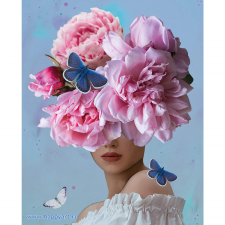 Kit pictura pe numere, cu sasiu, Flower dream in pink, 40X50 cm, 29 culori, nivel avansat, MG2427 [0]