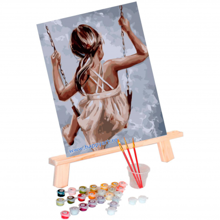 Kit pictura pe numere, cu sasiu, In leagan, 40X50 cm, 30 culori, nivel avansat, MG2106 [1]