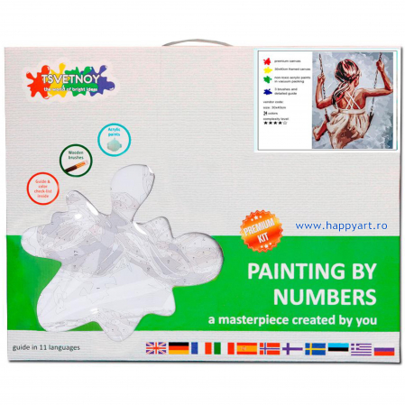 Kit pictura pe numere, cu sasiu, In leagan, 40X50 cm, 30 culori, nivel avansat, MG2106 [3]