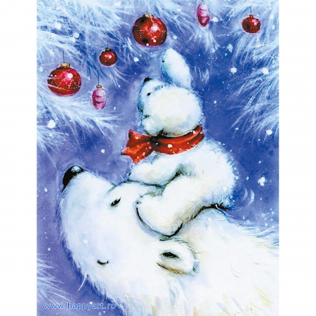 Kit pictura pe numere, cu sasiu, Happy polar bear family, 30X40 cm, 24 culori, nivel avansat, ME1141 [0]