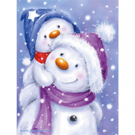 Kit pictura pe numere, cu sasiu, Happy snowman family, 30X40 cm, 24 culori, nivel avansat, ME1140 [0]
