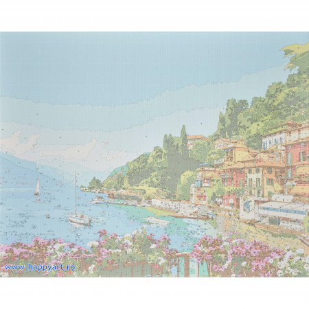 Kit pictura pe numere, cu sasiu, Laguna romantica, 40X50 cm, 30 culori, nivel avansat, MG2416 [5]