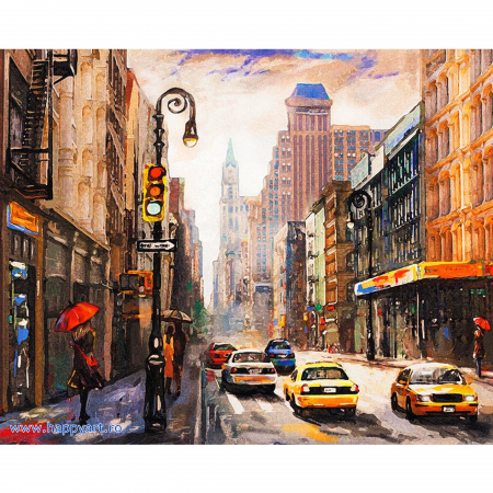Picturi pe numere peisaje - Kit pictura pe numere, cu sasiu, New York City, 40X50 cm, 30 culori, nivel avansat, MG2407
