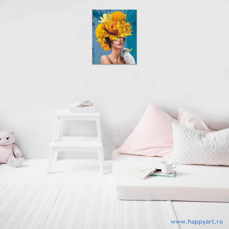 Kit pictura pe numere, cu sasiu, Flower dream in orange, 40X50 cm, 30 culori, nivel avansat, MG2429 [2]