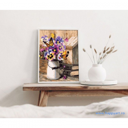 Kit pictura pe numere, cu sasiu, Buchet rustic, 40X50 cm, 24 culori, nivel mediu, B129 [1]