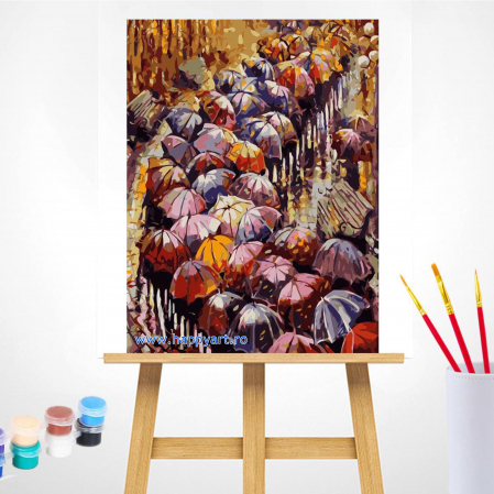 Kit pictura pe numere, cu sasiu, Umbrele de toamna, 40X50 cm, 24 culori, nivel avansat, MG2116 [1]
