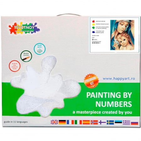 Kit pictura pe numere, cu sasiu, Fecioara Maria, 40X50 cm, 24 culori, nivel avansat, MG2148 [3]