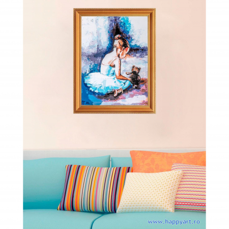 Kit pictura pe numere, cu sasiu, Balerina - Primii pasi, 40X50 cm, 30 culori, nivel avansat, MG2056 [2]