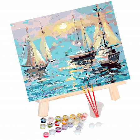 Kit pictura pe numere, cu sasiu, Portul tacut, 40X50 cm, 22 culori, nivel avansat, MG2092 [1]