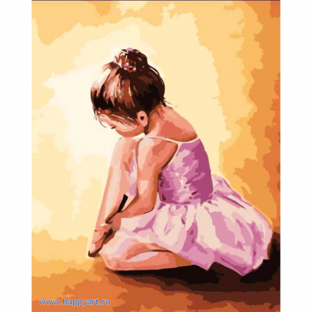Pictura pe numere - Kit pictura pe numere, cu sasiu, Balerina baby, 40X50 cm, 28 culori, nivel avansat, MG2055