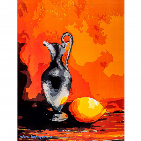 Pictura pe numere - Kit pictura pe numere, cu sasiu, Ulcior cu lamaie, 30X40 cm, 24 culori, nivel avansat, ME1058
