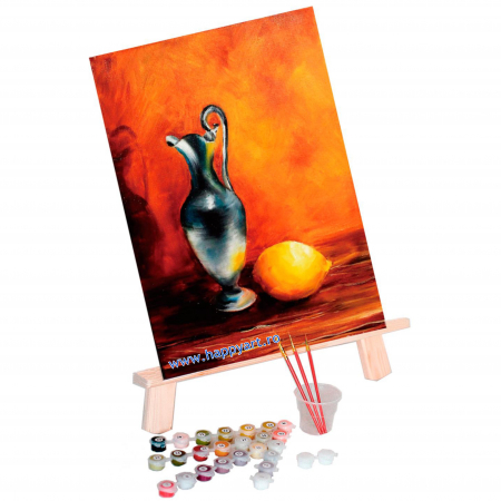Kit pictura pe numere, cu sasiu, Ulcior cu lamaie, 30X40 cm, 24 culori, nivel avansat, ME1058 [1]