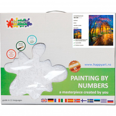 Kit pictura pe numere, cu sasiu, Seara de toamna, 40X50 cm, 30 culori, nivel avansat, MG2411 [6]