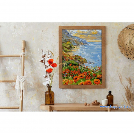 Kit pictura pe numere, cu sasiu, Maci pe coasta, 40X50 cm, 24 culori, nivel mediu, A150 [1]