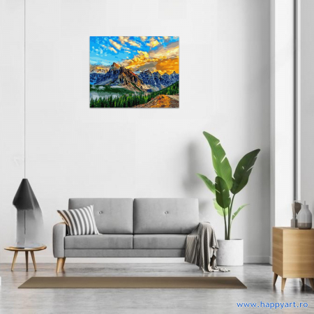 Kit pictura pe numere Cerul si muntii, cu sasiu, 50x65 cm, 30 culori [1]