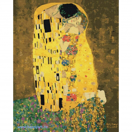 Pictura pe numere - Kit pictura pe numere Sarutul II de Gustav Klimt, cu sasiu, 40X50 cm, 27 culori, PC4050358