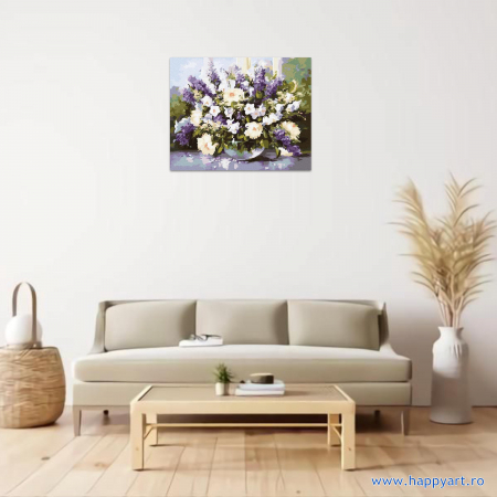 Kit pictura pe numere Flori de mai, cu sasiu, 40X50 cm, 32 culori [1]