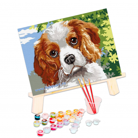 Kit pictura pe numere Micutul Cocker, cu sasiu, 30x40 cm, 17 culori [2]
