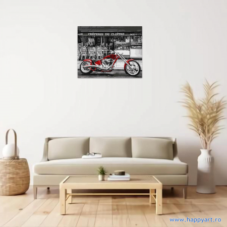 Kit pictura pe numere Motocicleta rosie, cu sasiu, 40X50 cm, 16 culori [1]