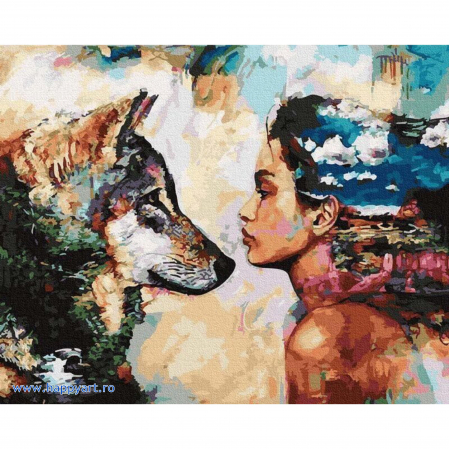 Picturi pe numere animale - Kit pictura pe numere Oglinda sufletului, cu sasiu, 50x65 cm, 27 culori