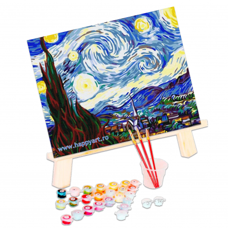 Kit pictura pe numere Noapte instelata II de Van Gogh, cu sasiu, 40X50 cm, 24 culori, PC4050264 [2]