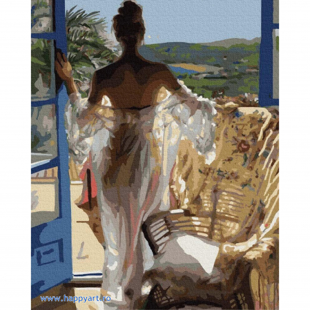 Pictura pe numere - Kit pictura pe numere O dimineata grozava, cu sasiu, 40X50 cm, 27 culori