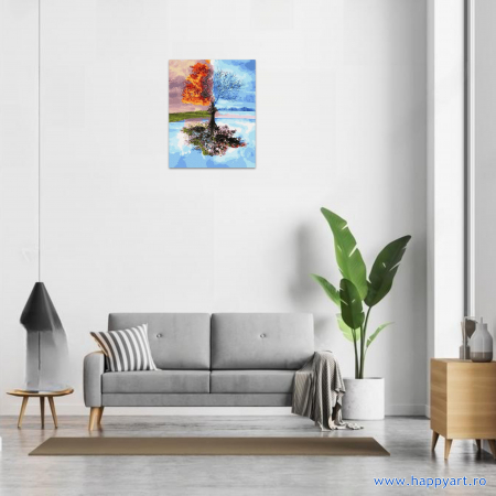 Kit pictura pe numere Patru anotimpuri, cu sasiu, 50x65 cm, 29 culori [1]