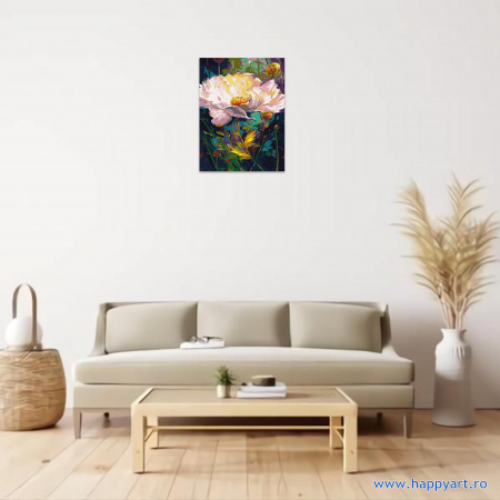 Kit pictura pe numere Bujori salbatici, cu sasiu, 30x40 cm, 23 culori [1]