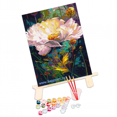 Kit pictura pe numere Bujori salbatici, cu sasiu, 30x40 cm, 23 culori [2]