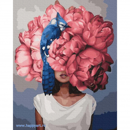 Picturi pe numere flori - Kit pictura pe numere, Portret floare, cu sasiu, 50x65 cm, 28 culori