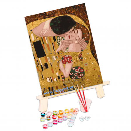 Kit pictura pe numere Sarutul de Gustav Klimt, cu sasiu, 30x40 cm, 19 culori [2]