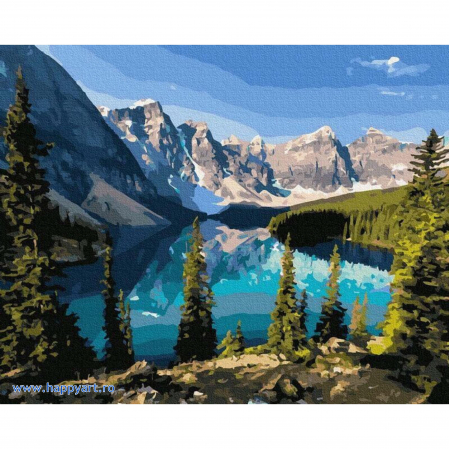 Picturi pe numere peisaje - Kit pictura pe numere, Frumusetea muntelui, cu sasiu, 50x65 cm, 31 culori