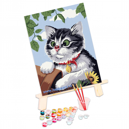 Kit pictura pe numere Pisoi nevinovat, cu sasiu, 30x40 cm, 14 culori [2]