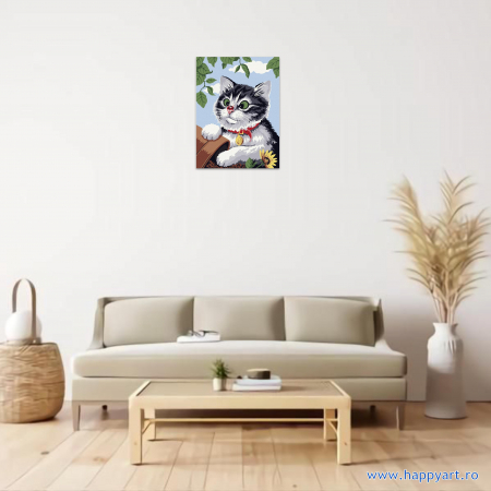 Kit pictura pe numere Pisoi nevinovat, cu sasiu, 30x40 cm, 14 culori [1]