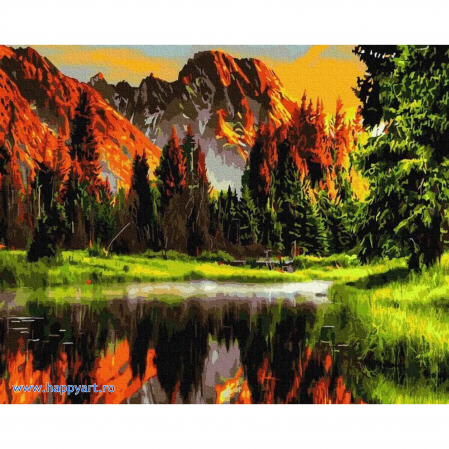 Picturi pe numere peisaje - Kit pictura pe numere Muntele aramiu, cu sasiu, 50x65 cm, 24 culori