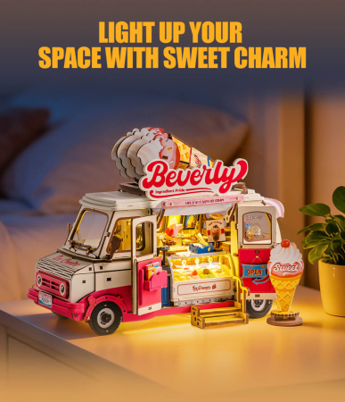 Puzzle 3D, Casuta DIY Beverly’s Ice Cream Truck, lemn, 290 piese [2]