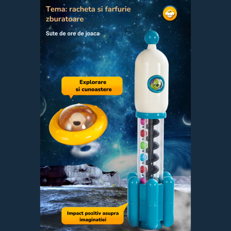 Set de jucarie METEORIT, DABISY, 20 de bile colorate, contuar electronic, volan, lumini colorate, efecte sonore, jucarie amuzanta, coordonare, educational, multicolor [3]