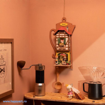 Macheta casuta din lemn, de asamblat DIY, Lazy Coffee House, 41 piese, DS020 [5]