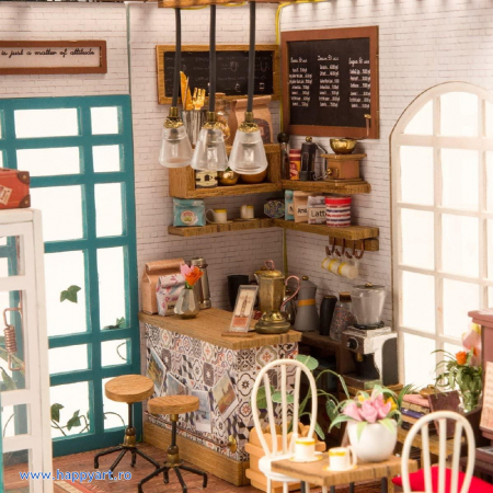 Macheta casuta din lemn, de asamblat DIY, Cafeneaua lui Simon, 203 piese, DG109 [4]