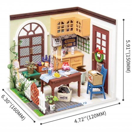 Macheta casuta din lemn, de asamblat DIY, Dinning room, 84 piese, DGM09 [4]